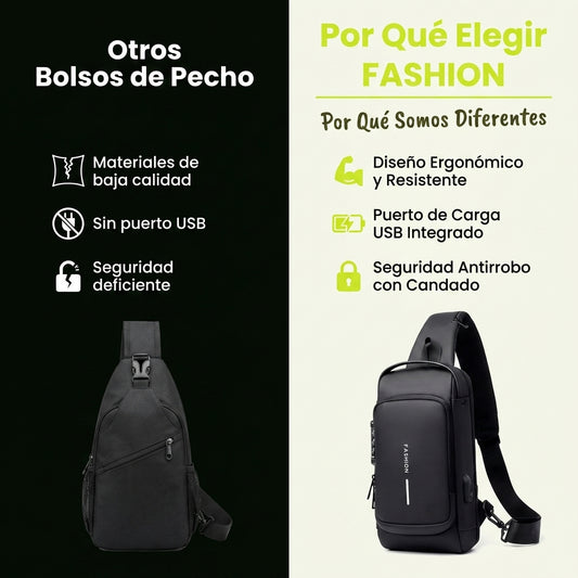 Mochila cruzada antirrobo, vista lateral
