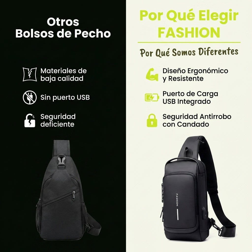 Mochila cruzada antirrobo, vista lateral